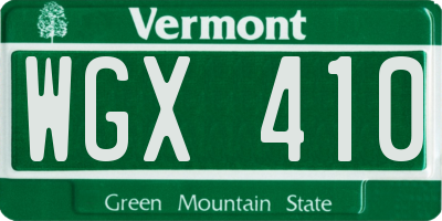 VT license plate WGX410