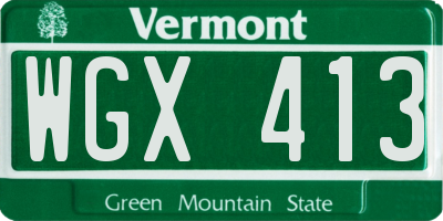 VT license plate WGX413