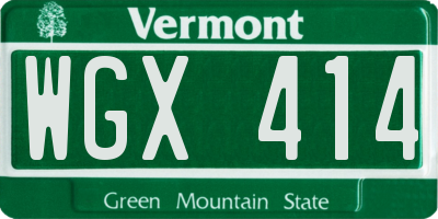 VT license plate WGX414