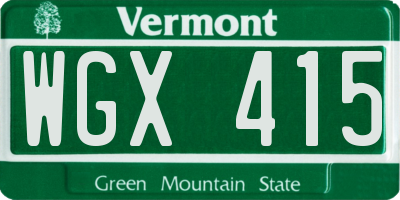 VT license plate WGX415