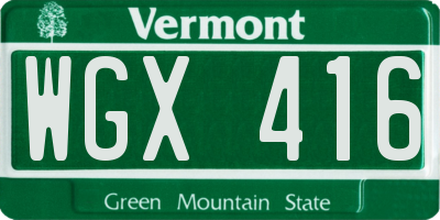 VT license plate WGX416