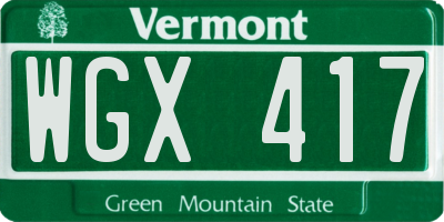 VT license plate WGX417