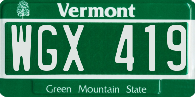 VT license plate WGX419
