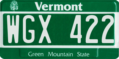 VT license plate WGX422