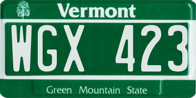 VT license plate WGX423