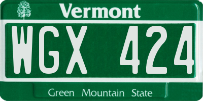 VT license plate WGX424