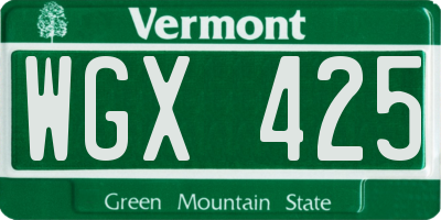 VT license plate WGX425