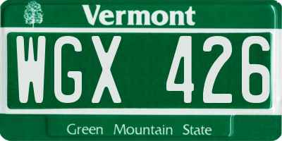 VT license plate WGX426