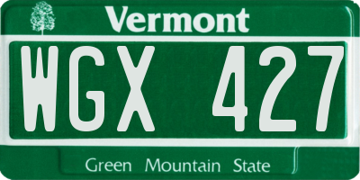 VT license plate WGX427