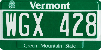 VT license plate WGX428