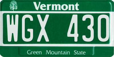 VT license plate WGX430