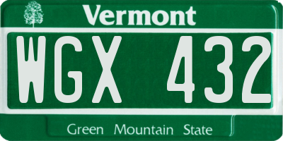 VT license plate WGX432