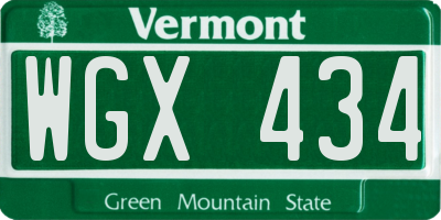 VT license plate WGX434