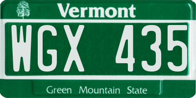 VT license plate WGX435