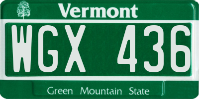 VT license plate WGX436
