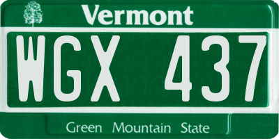 VT license plate WGX437