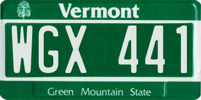 VT license plate WGX441