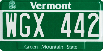 VT license plate WGX442
