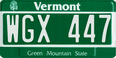 VT license plate WGX447