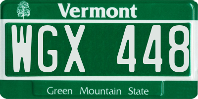 VT license plate WGX448