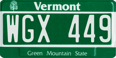 VT license plate WGX449