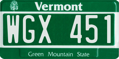 VT license plate WGX451