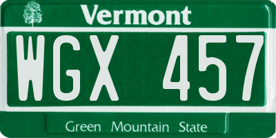VT license plate WGX457