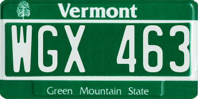VT license plate WGX463