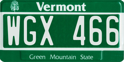 VT license plate WGX466