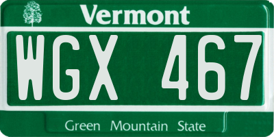 VT license plate WGX467
