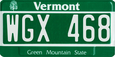 VT license plate WGX468