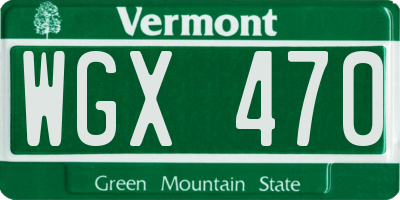 VT license plate WGX470