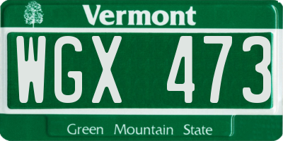 VT license plate WGX473