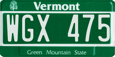 VT license plate WGX475