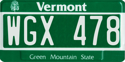VT license plate WGX478