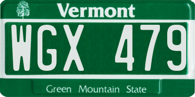 VT license plate WGX479