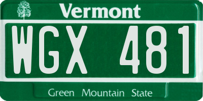 VT license plate WGX481
