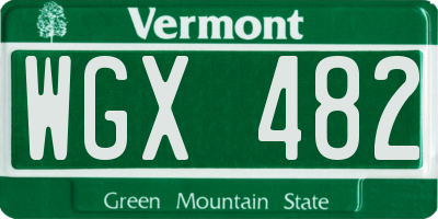 VT license plate WGX482