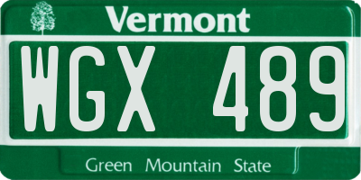 VT license plate WGX489