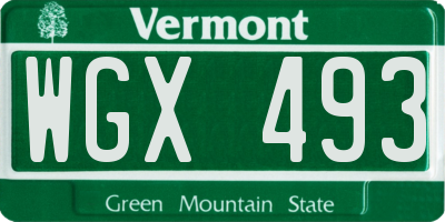 VT license plate WGX493