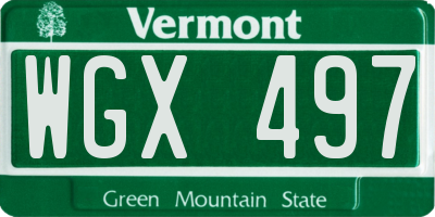 VT license plate WGX497