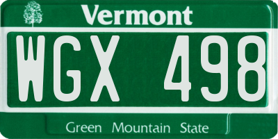 VT license plate WGX498