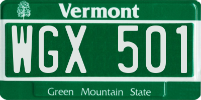 VT license plate WGX501