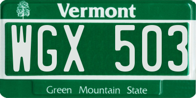 VT license plate WGX503