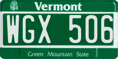 VT license plate WGX506