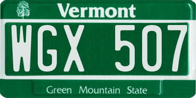 VT license plate WGX507