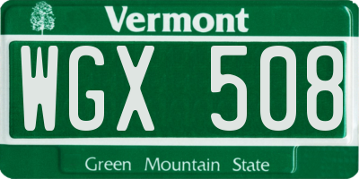 VT license plate WGX508