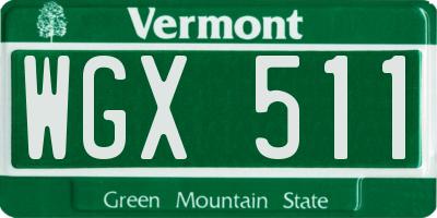 VT license plate WGX511