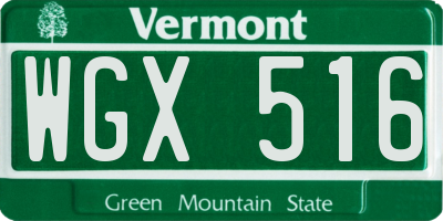 VT license plate WGX516
