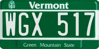 VT license plate WGX517